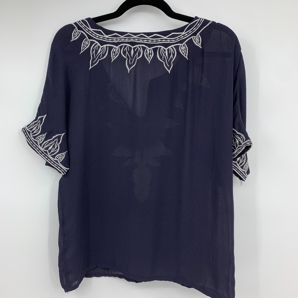 Forever 21 blouse medium embroidery v neck boho - Picture 2 of 5